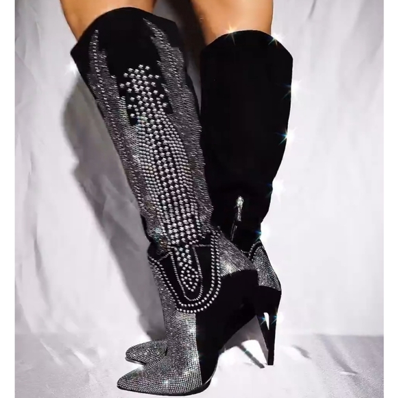 𝙇𝙖𝙨𝙩 Siz 6 💎🎥Rhinestone & Studded Boot - Picture 2 of 15